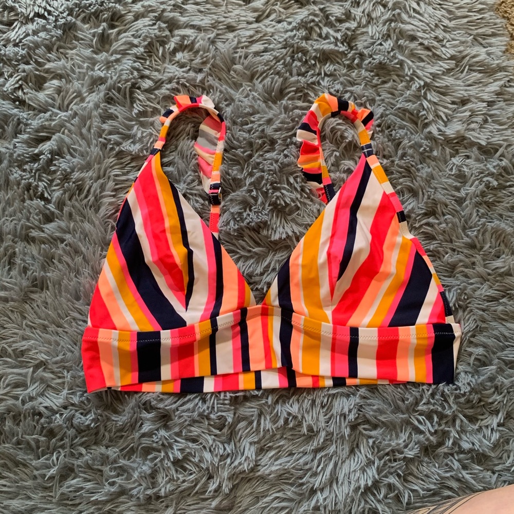 Aerie stripped ruffle triangle bikini top